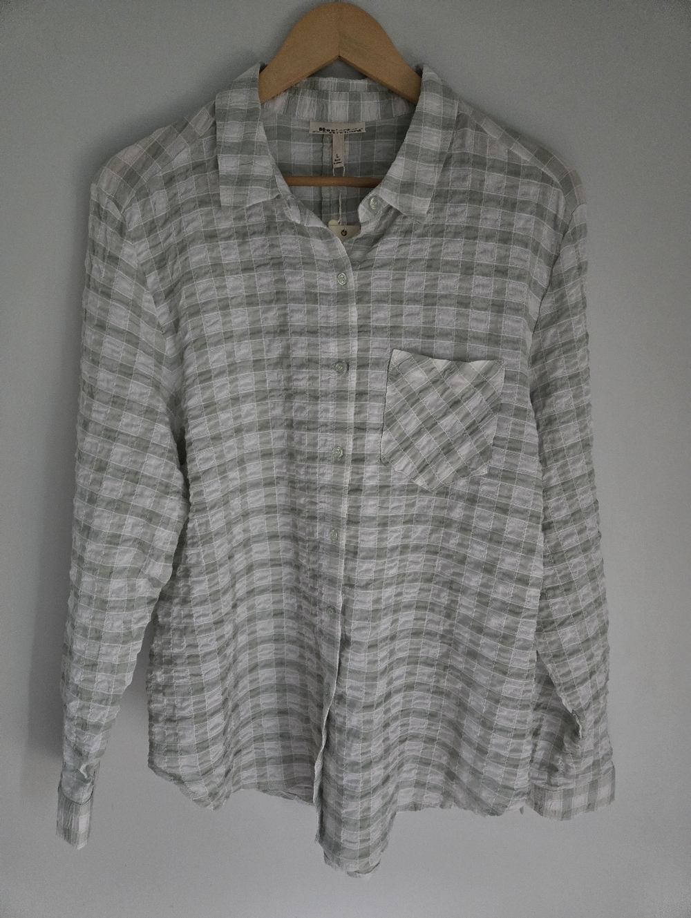 New HESTER & ORCHARD Lightweight Light Green Check Shirt